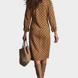 Magali - Faux Leather Midi Dress with Polka Dot Print