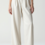 Beige Straight-Leg Capri Trousers