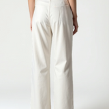 Beige Straight-Leg Capri Trousers