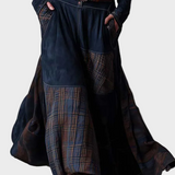 Maryse - Navy Blue Suede Maxi Dress Featuring a Belt