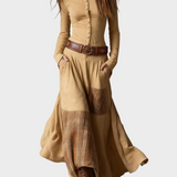 Maryse - Navy Blue Suede Maxi Dress Featuring a Belt