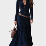 Aimée - Belted Maxi Suede Dress