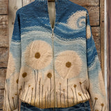Yolanda™ Dandelion Meadow Quilted Zip-Up Cardigan