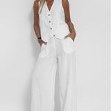 Aira - Buttoned Gilet and Wide-Leg Trouser Set