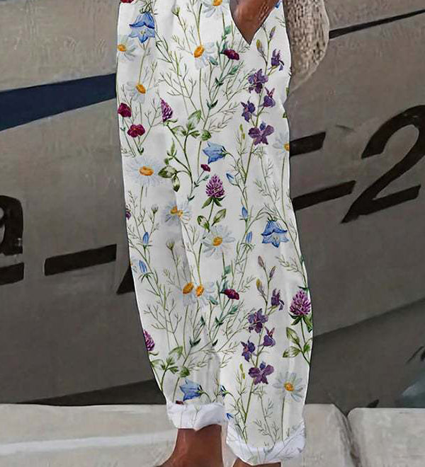 Colorful Patterned Flowing Pants for Women