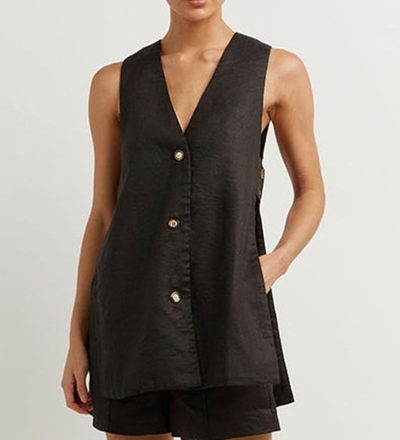 Fiona - Button-Detail Sleeveless Ensemble
