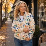 Imogene™ | Botanical Leaf Print Zip-Up Cardigan