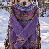 Federica | Nordic Pattern Merino Wool Sweater with Shoulder Detail