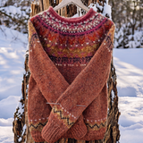 Valentina | Nordic-Patterned Merino Sweater with Shoulder Detail
