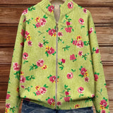 Constance™ | Floral Pink & Lime Zip-Up Cardigan
