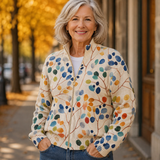 Imogene™ | Botanical Leaf Print Zip-Up Cardigan