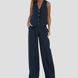 Aira - Buttoned Gilet and Wide-Leg Trouser Set