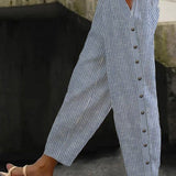 Linaya - Button-Detail Striped Pants