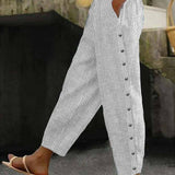 Linaya - Button-Detail Striped Pants