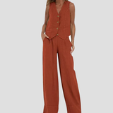 Aira - Buttoned Gilet and Wide-Leg Trouser Set