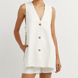 Fiona - Button-Detail Sleeveless Ensemble