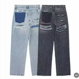 Women's High-Waisted Wide-Leg Distressed Jeans
