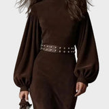 Arlette - Vintage-Inspired Long Sleeve High Neck Dress