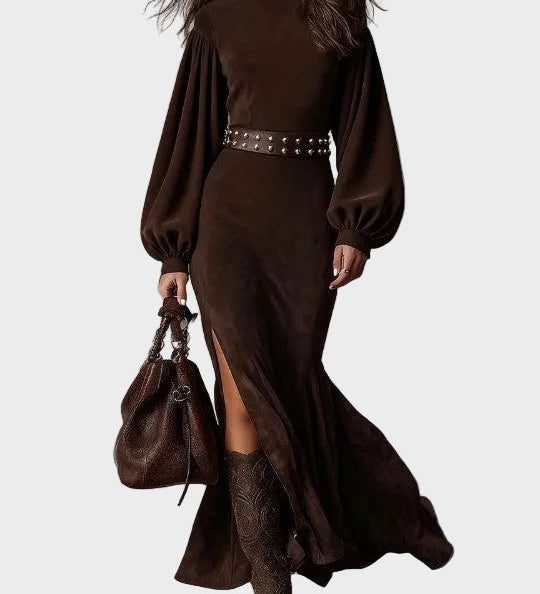 Arlette - Vintage-Inspired Long Sleeve High Neck Dress