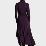 Léontine - Knit Asymmetrical Maxi Dress with Roll Neck