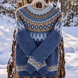 Serena | Nordic Pattern Merino Wool Sweater with Shoulder Detail