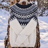 Ilaria | Nordic-Patterned Merino Wool Sweater with Shoulder Detail