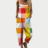 Mónica | Strappy Jumpsuit with Multicolor Check Pattern