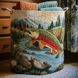 Hand-Quilted Laundry Basket in Mountain Trout Design