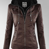 Women’s Hooded Leather-Style Jacket
