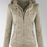 Women’s Hooded Leather-Style Jacket