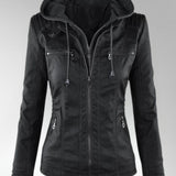 Women’s Hooded Leather-Style Jacket