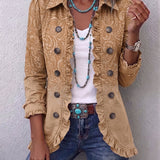 Inge™ Khaki Blazer with Ruffled Hem
