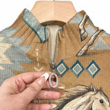 Perpetua™ | Desert-Inspired Horse and Cactus Zip-Up Cardigan