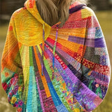 Dawnella | Bohemian Multi-Color Patchwork Hoodie