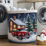 Snowy Lodge Handcrafted Quilted Laundry Basket