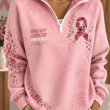 Marjo | Pink Ribbon Half-Zip Sweatshirt