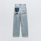 Women's High-Waisted Wide-Leg Distressed Jeans